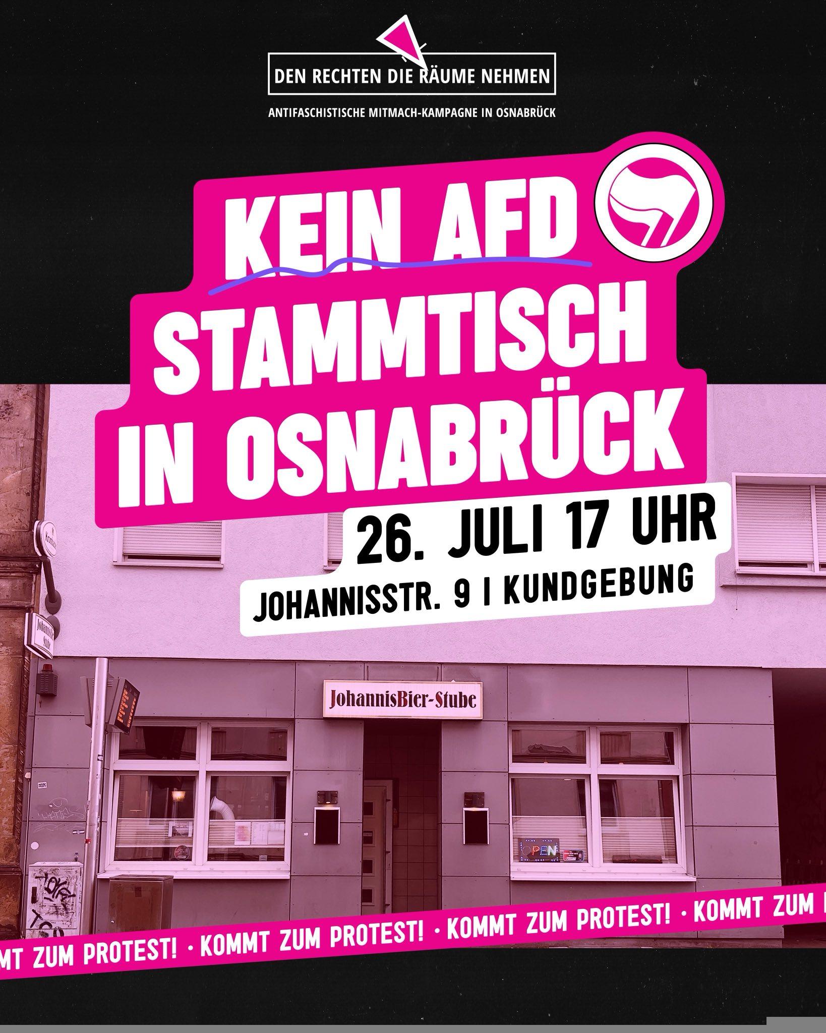 Den Rechten die Räume nehmen! – Kundgebung: Kein AfD-Stammtisch in Osnabrück!