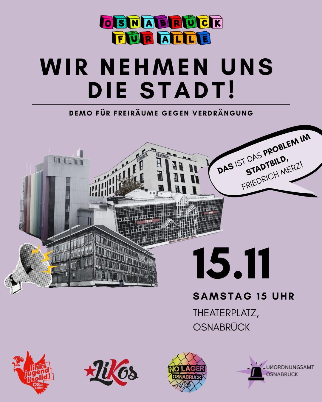 Freiräume statt Verdrängung! – Demo am 15.11.2025